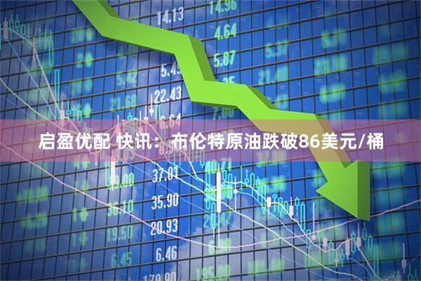 启盈优配 快讯：布伦特原油跌破86美元/桶